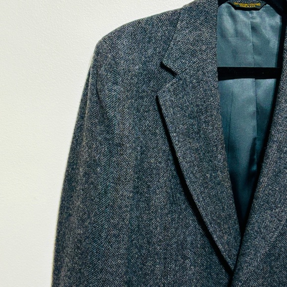 Adams Row by Richman 100% Pure Wool Men’s Blue/Gray Herringbone Blazer Sz 40R - Picture 3 of 11